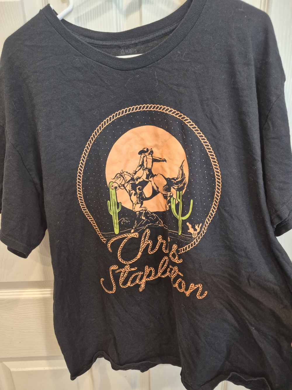 Chris Stapleton Black Short Sleeve Graphic Tee with Orange Western Motif